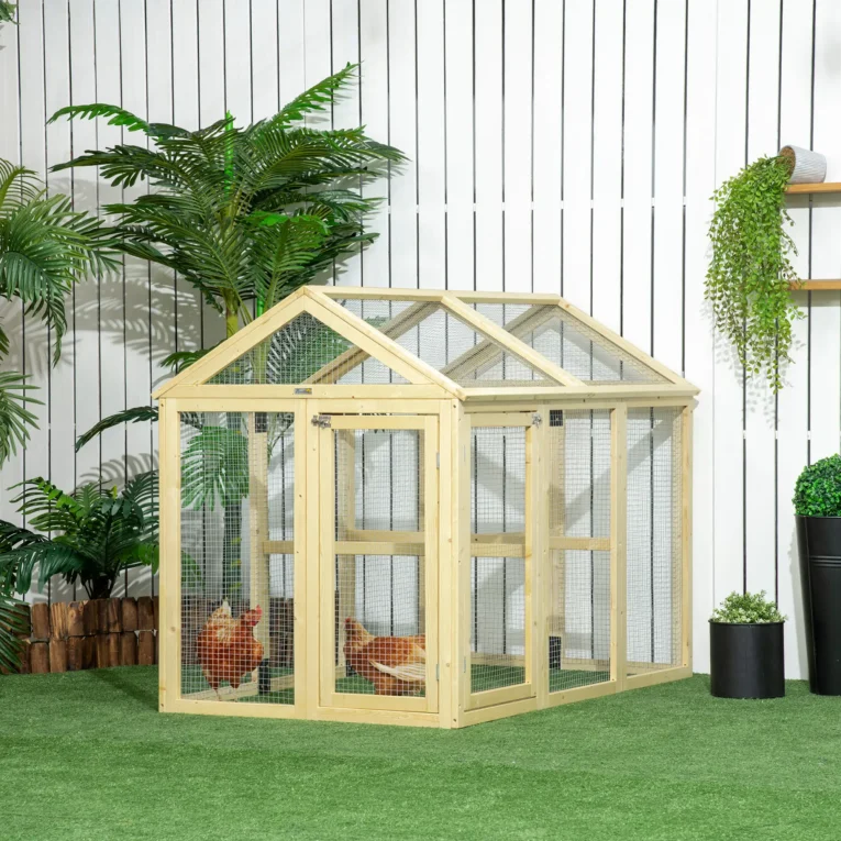 Large Chicken Run Wooden Coop Natural Finish – Natural Wood Finish