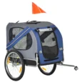 Folding Dog Bike Trailer with Hitch Coupler – Blue and Grey