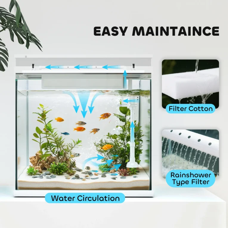 26-Litre Glass Aquarium with Filter, Pump and LED Lights – White