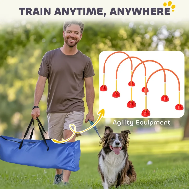 Four-Piece Adjustable Dog Agility Gate Set – Orange