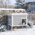 Insulated Wooden Cat Shelter with Escape Door – Grey, 68cm