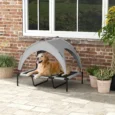 Raised Dog Bed with Canopy – Light Grey, 106 × 76cm