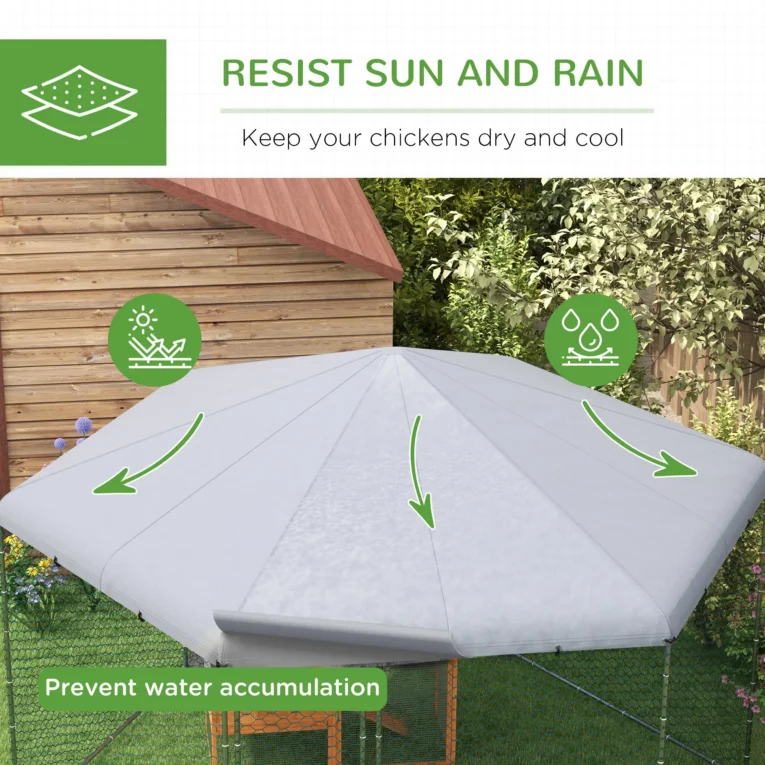 Hexagonal Chicken Run with Covered Roof – Silver
