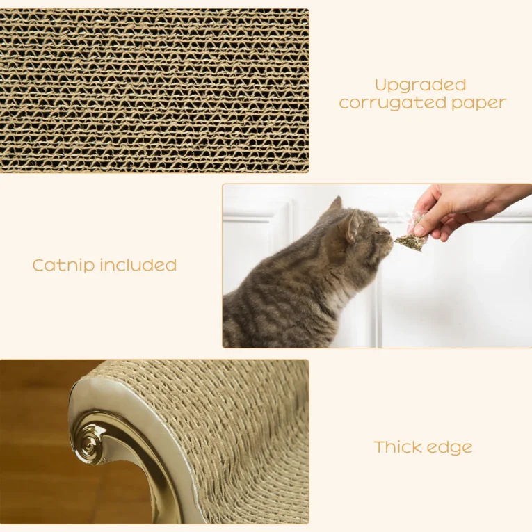 Cardboard Cat Scratching Lounger with Catnip – Brown, 60cm