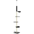 Adjustable Ceiling Cat Tree with Bed and Hammock – Dark Grey, 240–270cm