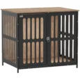 Mesh-Panel Dog Crate Side Table – Walnut, 80cm