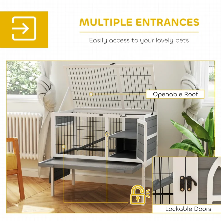 Rabbit Hutch 90 x 53 x 87cm – White and grey