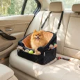 Cushioned Dog Car Booster Seat with Pockets – Brown, 50cm