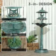 Garden Bird Bath with Planter Base – Green, 113cm
