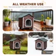 Insulated Raised Cat Shelter with Cushion – Red-Brown