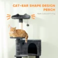 Tall Cat Tower with Two Dens and Hammock – Dark Grey, 180cm