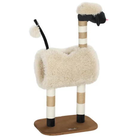 Sheep-Style Cat Tower with Tunnel and Scratching Posts &ndash; 98cm
