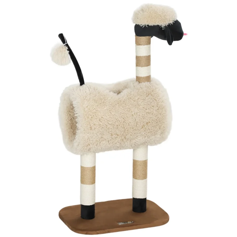 Sheep-Style Cat Tower with Tunnel and Scratching Posts – 98cm