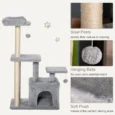 Cat Tower with Den and Raised Perches – Light Grey, 114cm