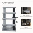 Four-Step Cat Stairs with Toy Platform – Grey, 64cm