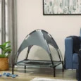 Raised Dog Bed with Canopy – Grey, 76 × 61cm