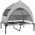 Raised Dog Cot with Removable Sun Canopy – Grey, 92cm