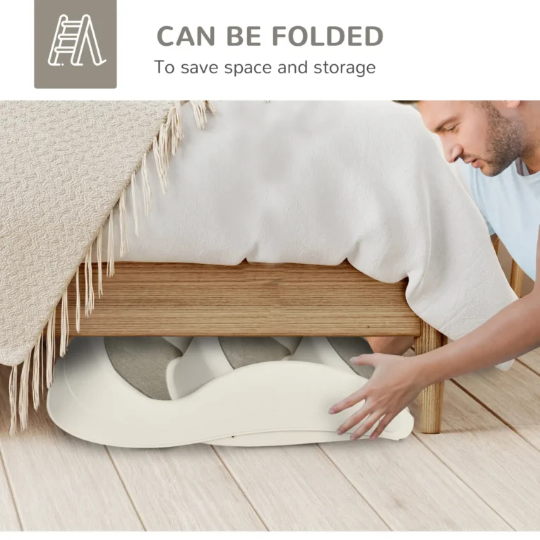 Folding Three-Step Pet Stairs – Cream, 38cm