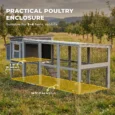 Wooden Chicken Coop with Covered Run and Nest Box – Grey, 264cm