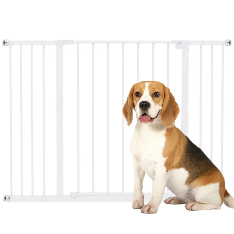 Adjustable Pet Gate with Two Extensions – White, 76cm