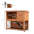 Two-Level Wooden Rabbit Hutch with Lower Run – Orange, 120cm
