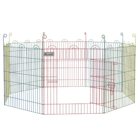 Eight-Panel Metal Pet Playpen – Multicolour, 60cm