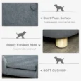 Compact Cushioned Pet Sofa – Grey, 70cm