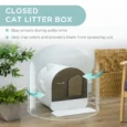 Hooded Cat Litter Box with Pull-Out Tray – White