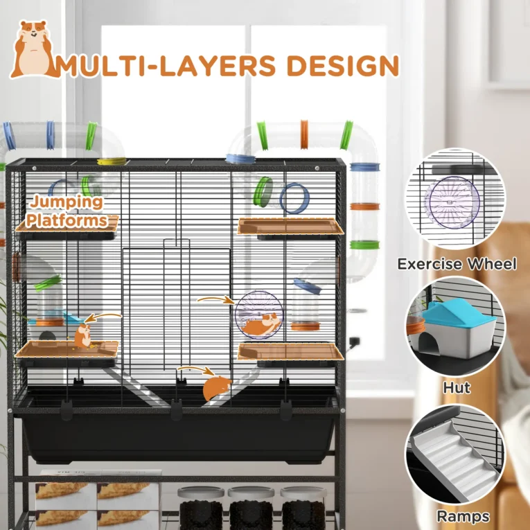 Large Hamster Cage with Tubes and Ramps – Multicoloured