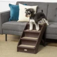 Folding Four-Step Pet Stairs – Dark Brown, 49.5cm