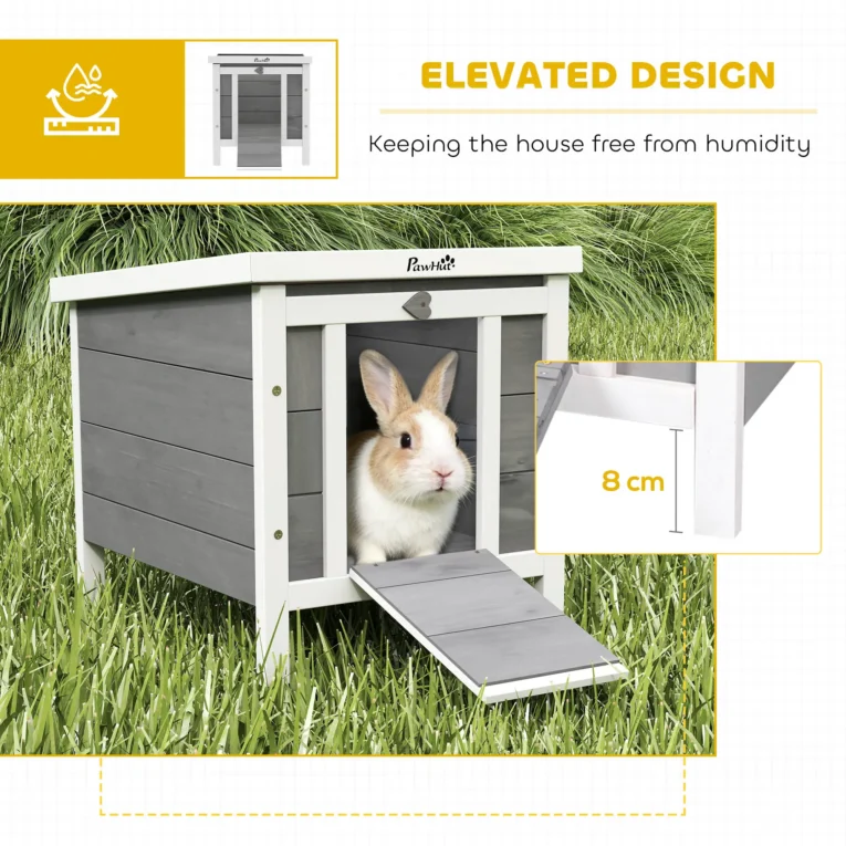 Wooden Rabbit Hutch 51x42x43cm – Grey
