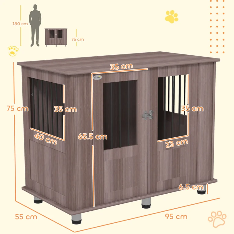 Furniture Dog Crate with Double Doors – Purple, 95cm