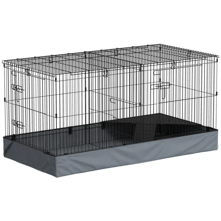 Two-Zone Small-Animal Cage with Fabric Base – Black, 121cm