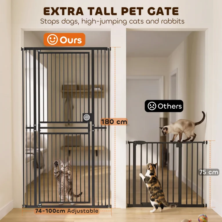 Extra Tall Pet Gate 180cm Adjustable Pressure Fit – Black Extra Tall Pet Gate 180cm Adjustable Pressure Fit – Black