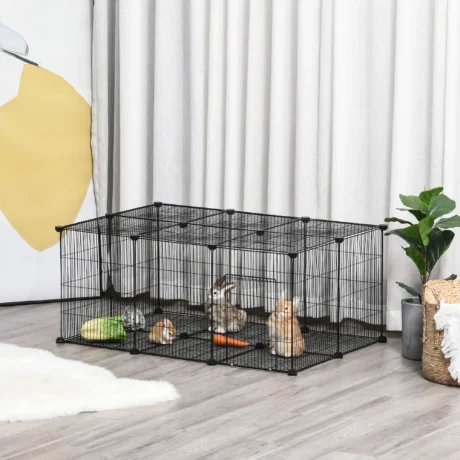 22-Panel Modular Small-Pet Playpen &ndash; Black &ndash; detail 2