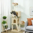 Cat Climbing Tower with Dens and Hammock – Beige, 160cm