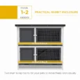 Two-Level Rabbit Hutch with Raised Sleeping Area – Grey, 97 × 44 × 91cm
