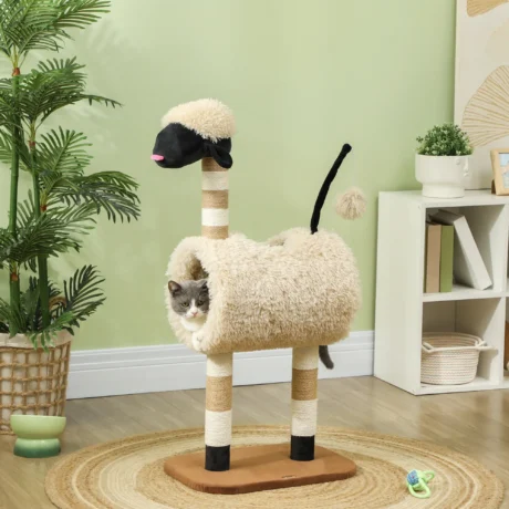 Sheep-Style Cat Tower with Tunnel and Scratching Posts &ndash; 98cm &ndash; detail 2