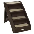 Folding Four-Step Pet Stairs – Dark Brown, 49.5cm