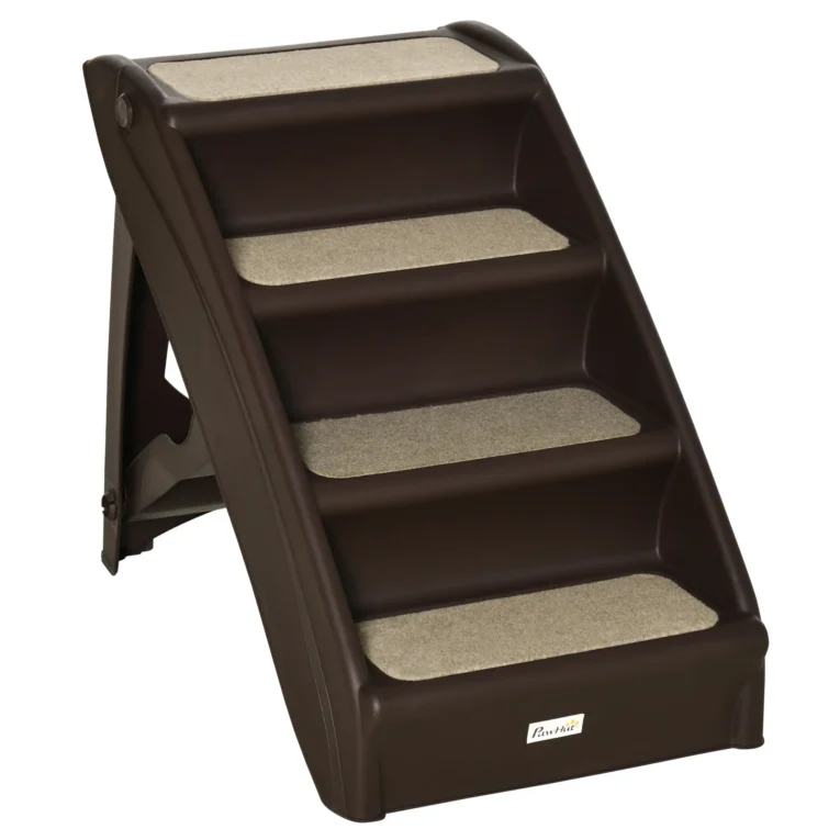 Folding Four-Step Pet Stairs – Dark Brown, 49.5cm