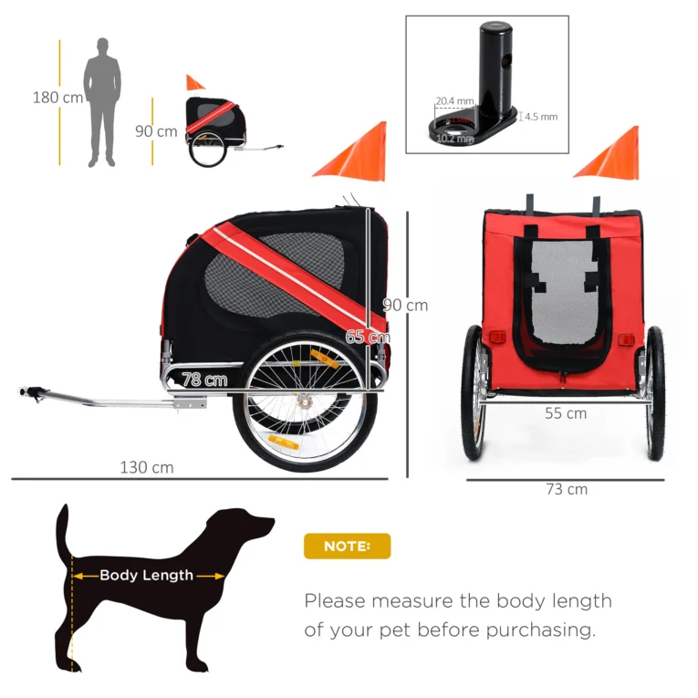 Bicycle Pet Trailer Steel Frame – Red and Black Bicycle Pet Trailer Steel Frame – Red and Black