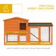 Two-Tier Wooden Rabbit Hutch with Run and Tray – Orange, 150cm