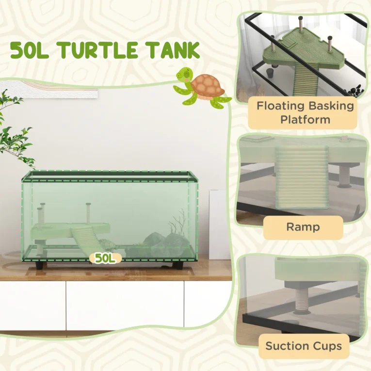 Glass Turtle Tank with Basking Platform and Drain Hose – 50L Glass Turtle Tank with Basking Platform and Drain Hose – 50L