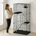 Tall Indoor Cat Enclosure with Hammock and Platforms – Black