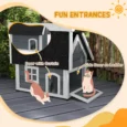 Outdoor Wooden Cat Shelter with Opening Roof – Grey, 77cm