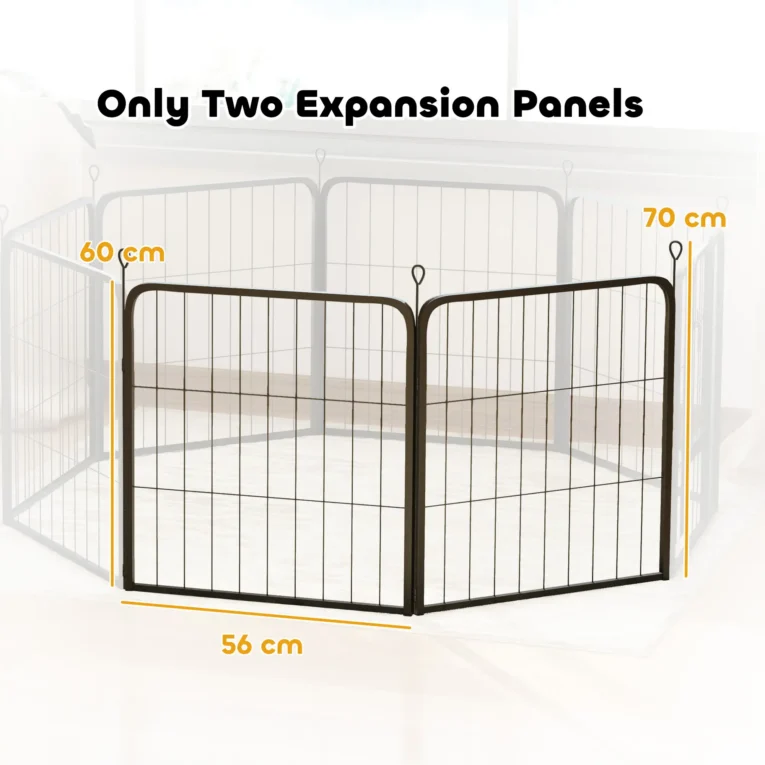 Two-Panel Dog Playpen Extension Pack with Stakes – Black, 60cm High