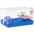 Portable Hamster Cage 2-Tier with Wheel – Blue and White