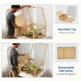 Wooden Tortoise House with Mesh Roofs – Light Yellow