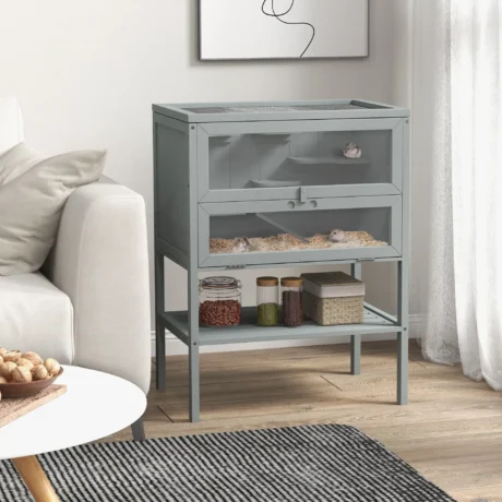 Wooden Small Rodent Enclosure with Storage Shelf &ndash; Grey, 60cm &ndash; detail 2