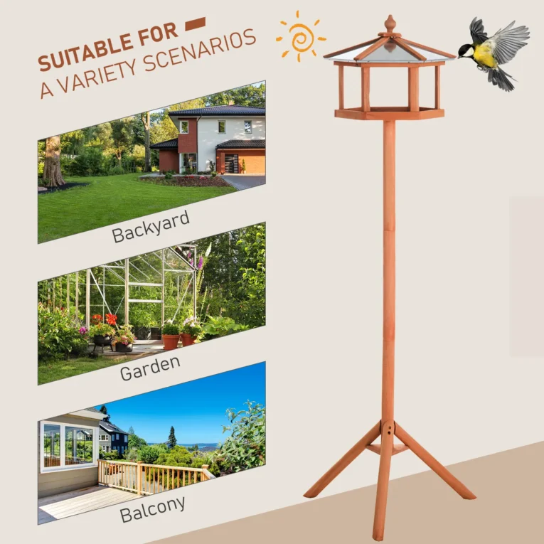 Wooden Garden Bird Table with Pitched Roof – 153cm